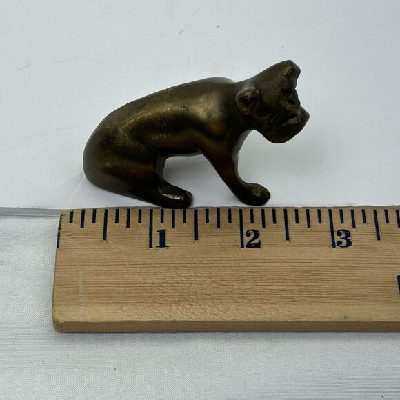 Vintage Solid Brass Sitting Bulldog Figurine 1 5/8” Tall 2 1/4” Long - Picture 8 of 11